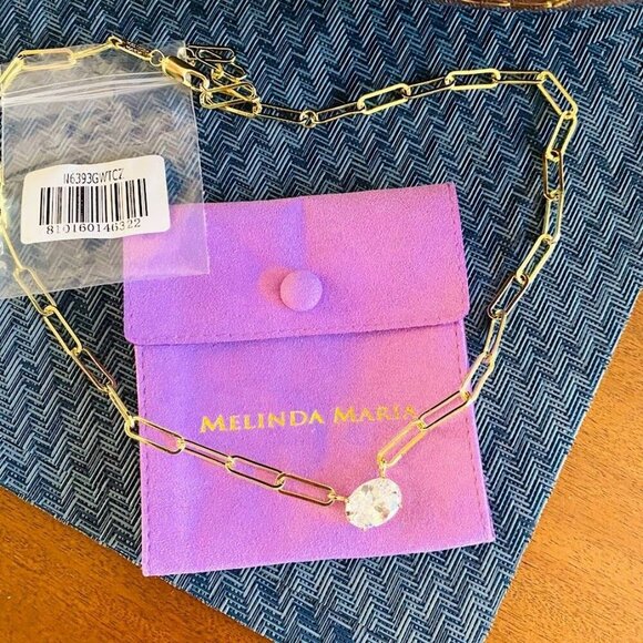 Melinda Maria Hello Gorgeous Samantha Chain Necklace Gold Tone NWT - Picture 6 of 6
